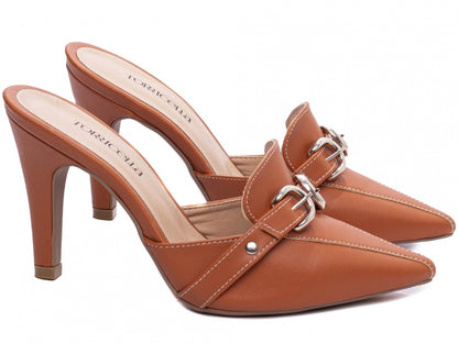 Sapato Scarpin Mule Feminino Caramelo