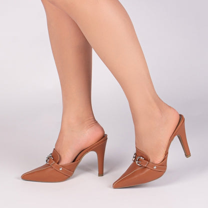 Sapato Scarpin Mule Feminino Caramelo