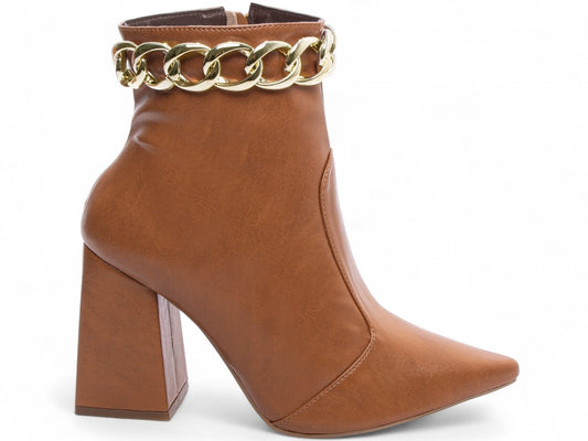Bota Feminina Bico Fino Cano Médio Caramelo