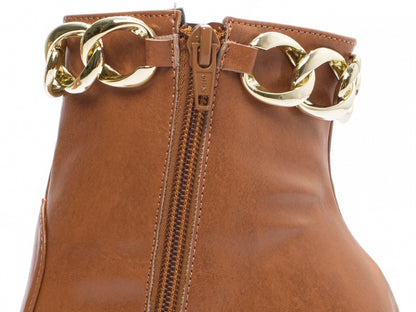 Bota Feminina Bico Fino Cano Médio Caramelo