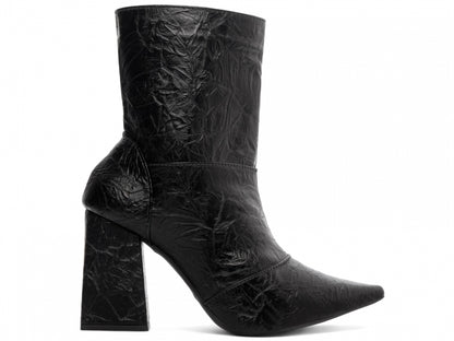 Bota Feminina Bico Fino Cano Médio Preto Vintage