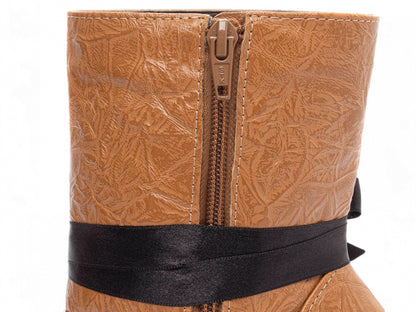 Bota Feminina Bico Fino Cano Médio Caramelo Vintage