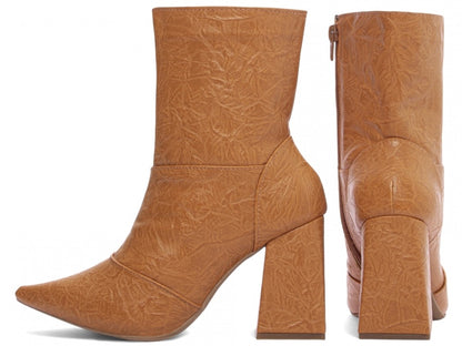 Bota Feminina Bico Fino Cano Médio Caramelo Vintage