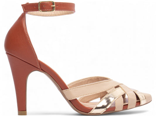 Sapato Scarpin Bege Ouro Light