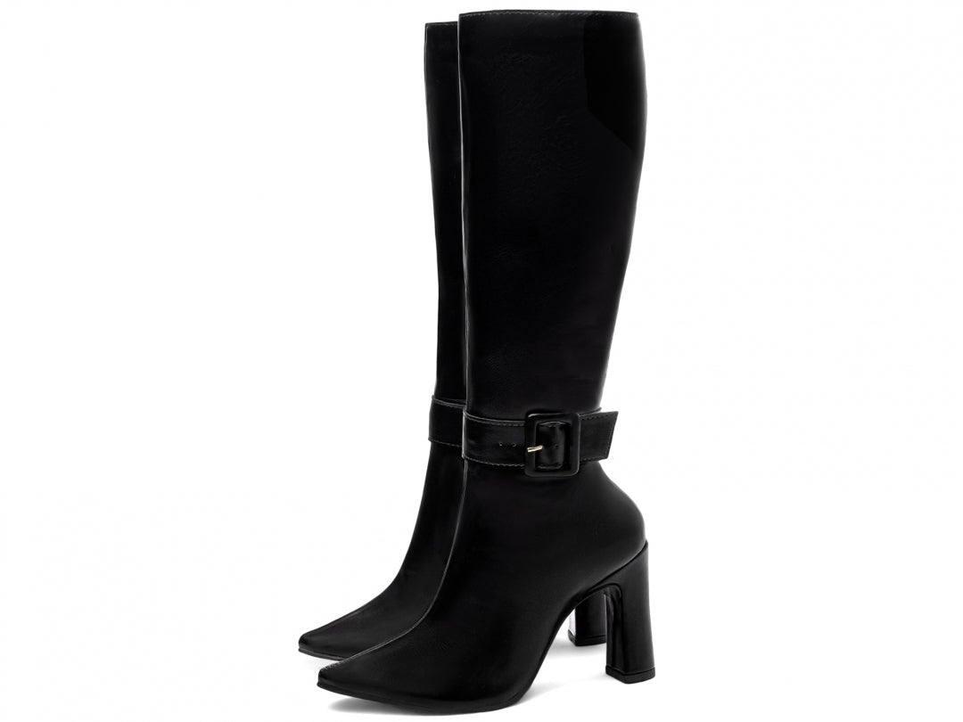 Bota Bico Fino Cano Longo Preto