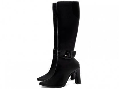 Bota Bico Fino Cano Longo Preto