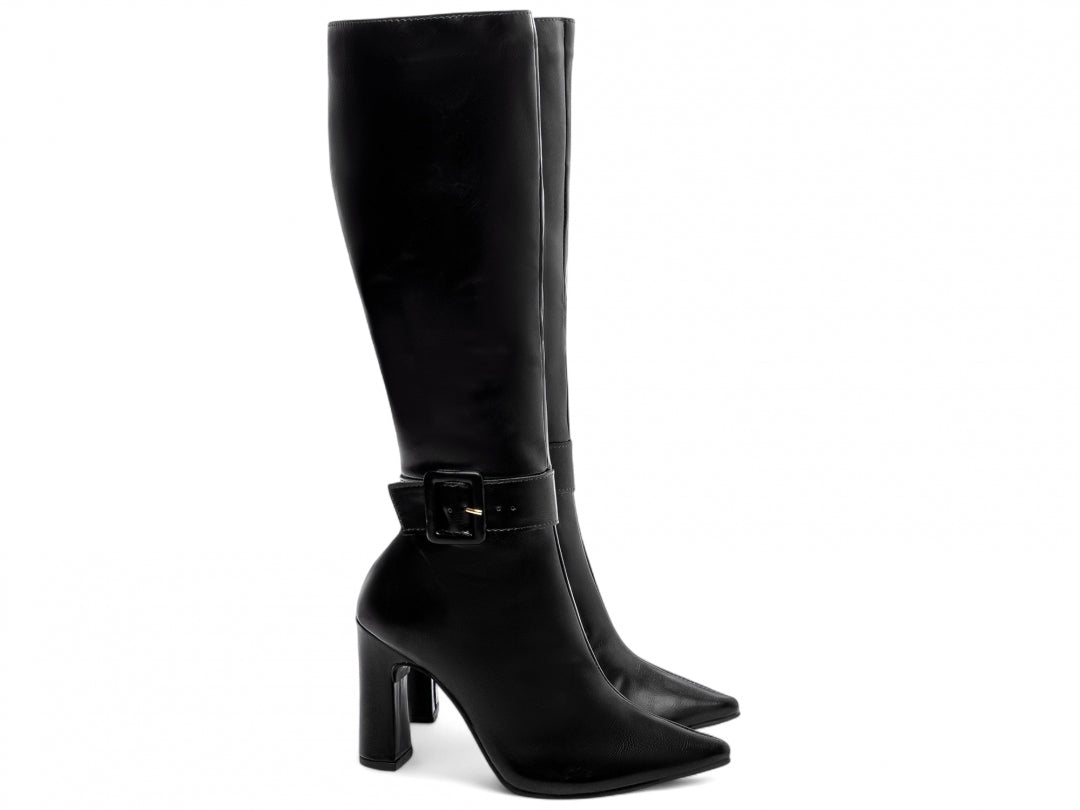 Bota Bico Fino Cano Longo Preto