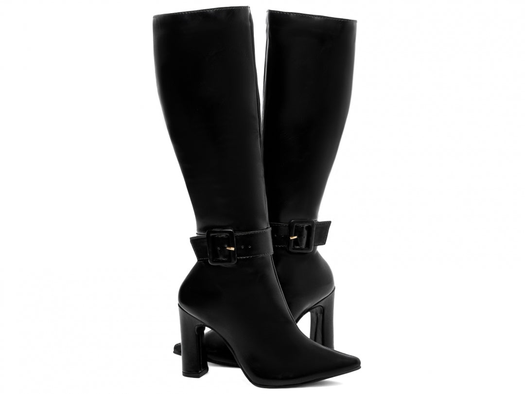 Bota Bico Fino Cano Longo Preto