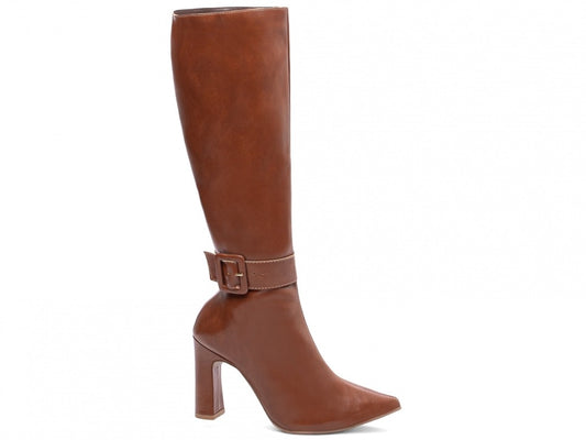 Bota Bico Fino Cano Longo Caramelo