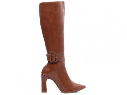 Bota Bico Fino Cano Longo Caramelo