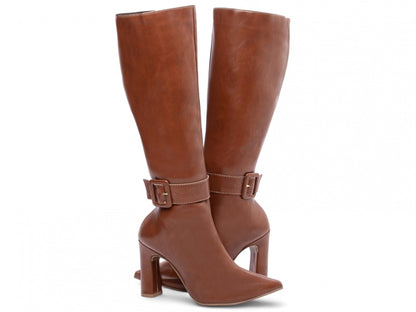 Bota Bico Fino Cano Longo Caramelo