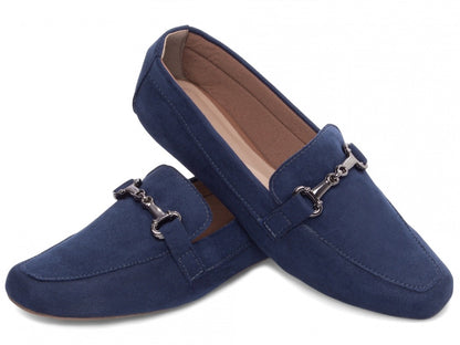Mocassim Feminino Bico Alongado em Camurça Azul