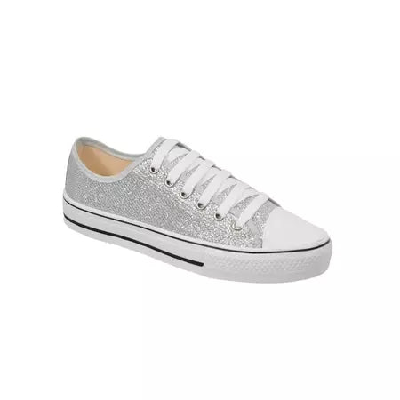 Tênis Feminino Star com Glitter Prata Casual e Confortável - Vecalzare