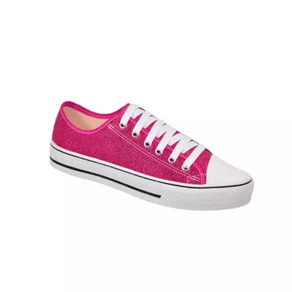 Tênis Feminino Star com Glitter Rosa Pink Casual e Confortável