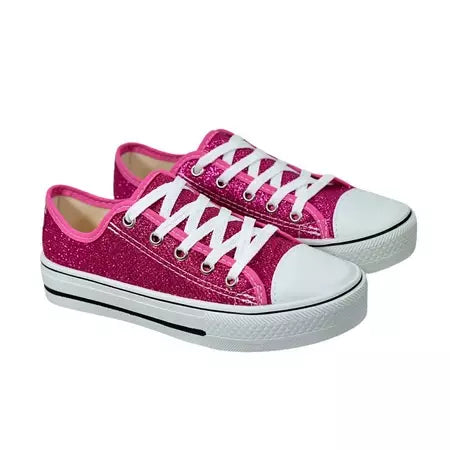 Tênis Feminino Star com Glitter Rosa Pink Casual e Confortável