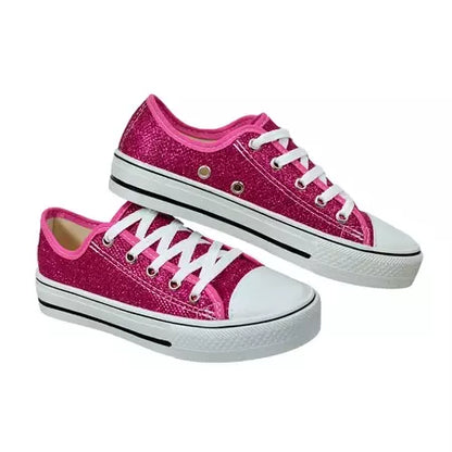 Tênis Feminino Star com Glitter Rosa Pink Casual e Confortável