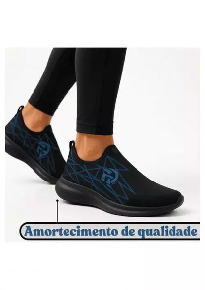 Tênis Esportivo Feminino Preto Azul