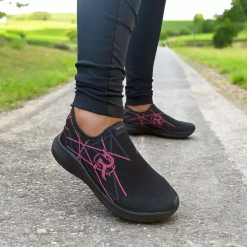 Tênis Esportivo Feminino Preto Rosa